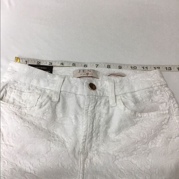 Jen7 7For All Mankind White Jacquard Skinny Ankle Jeans Size 0 - Picture 4 of 7